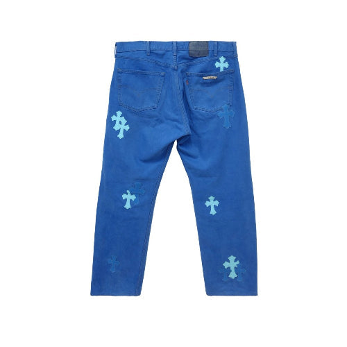 Chrome Hearts London Exclusive Blue Cross Patch Jeans