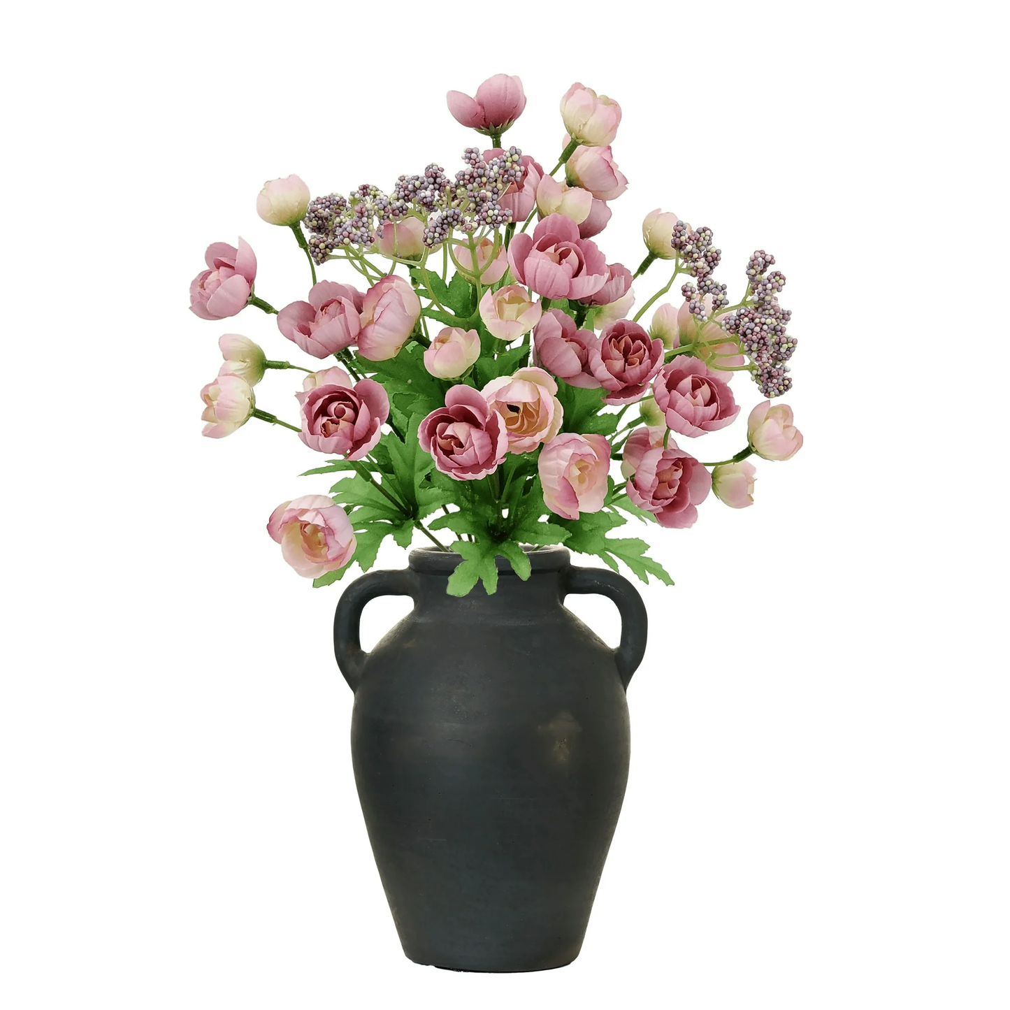 Zeesh Maison 18" Artificial Ranunculus Floral Bundle - Pink Silk Flower Arrangement