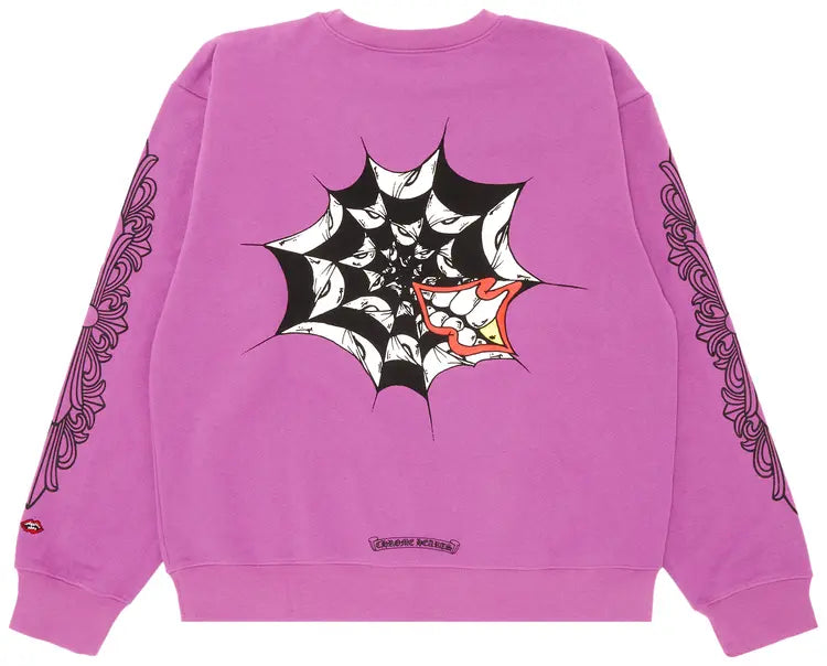 Chrome Hearts Matty Boy Spider Web Crewneck Sweatshirt – Purple