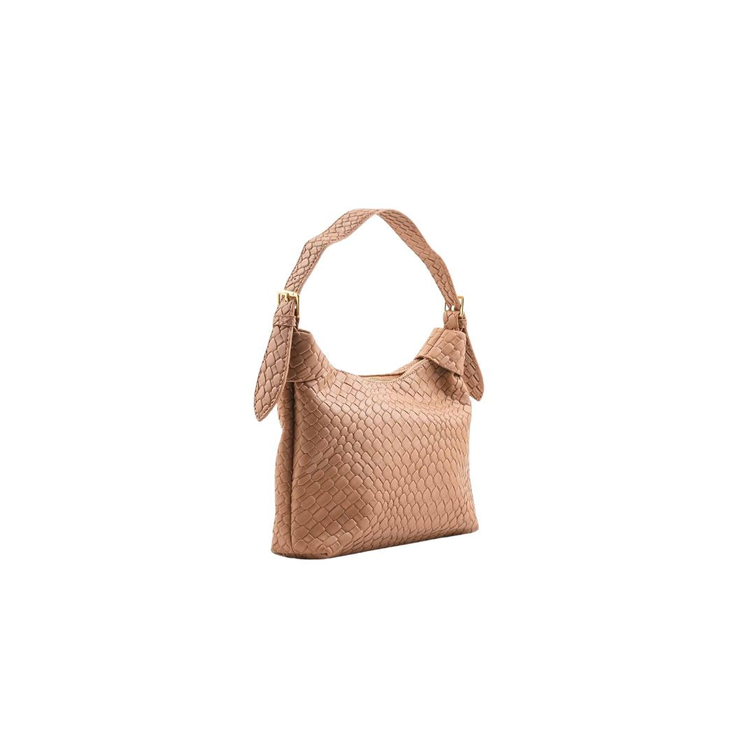 Altibag Croc-Embossed Brown Shoulder Handbag