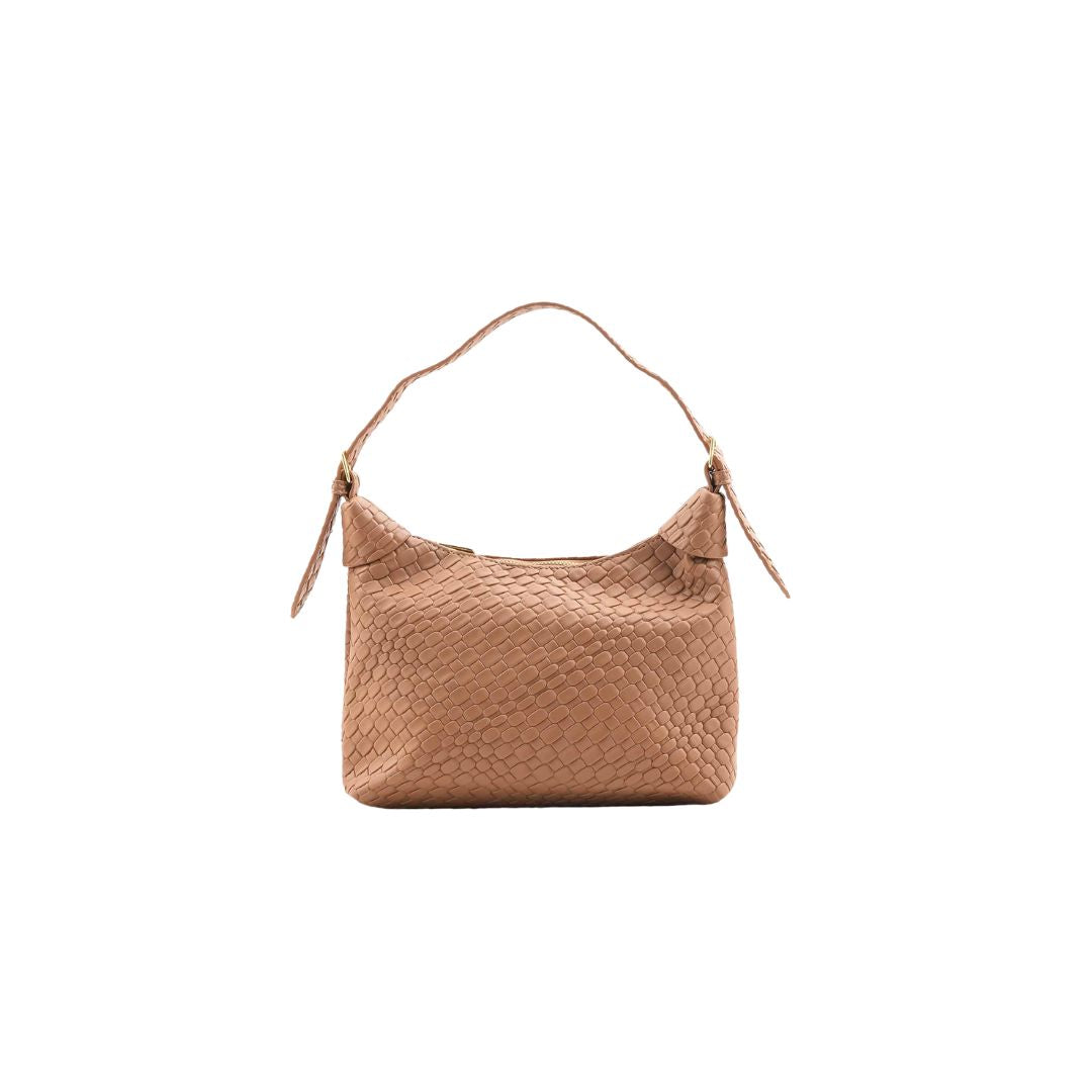 Altibag Croc-Embossed Brown Shoulder Handbag