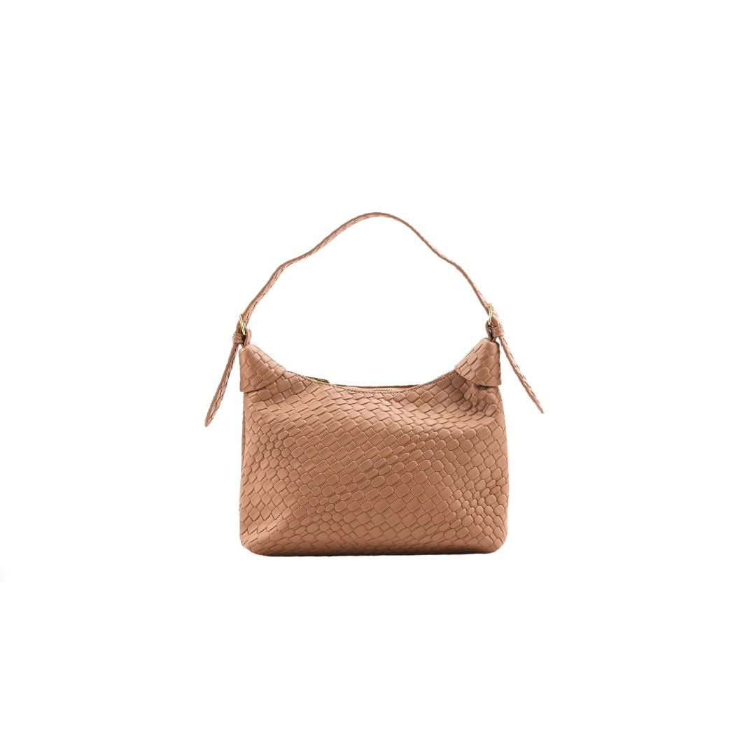 Altibag Croc-Embossed Brown Shoulder Handbag