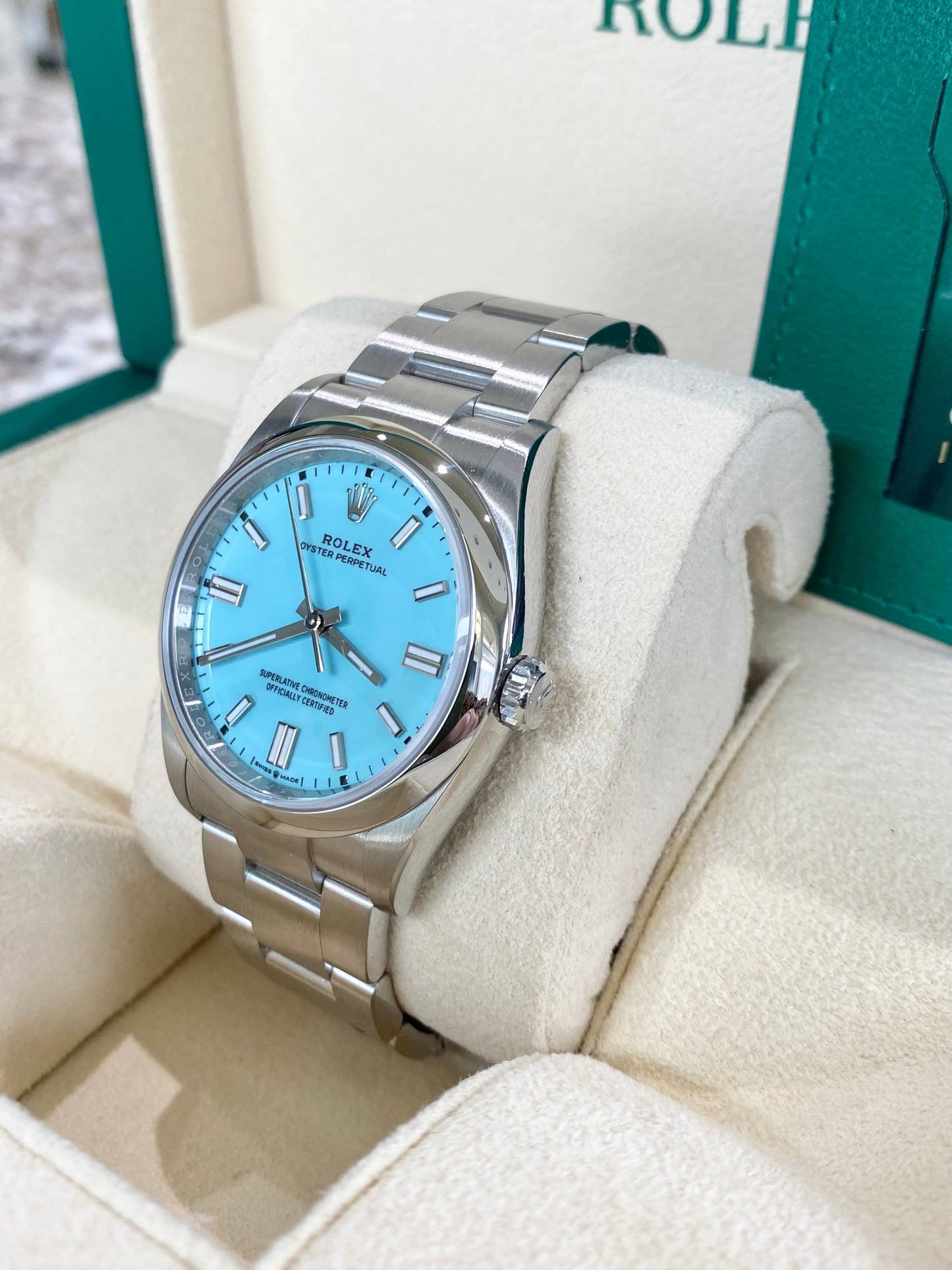 Rolex Oyster Perpetual 36 126000 Turquoise Blue Dial Watch