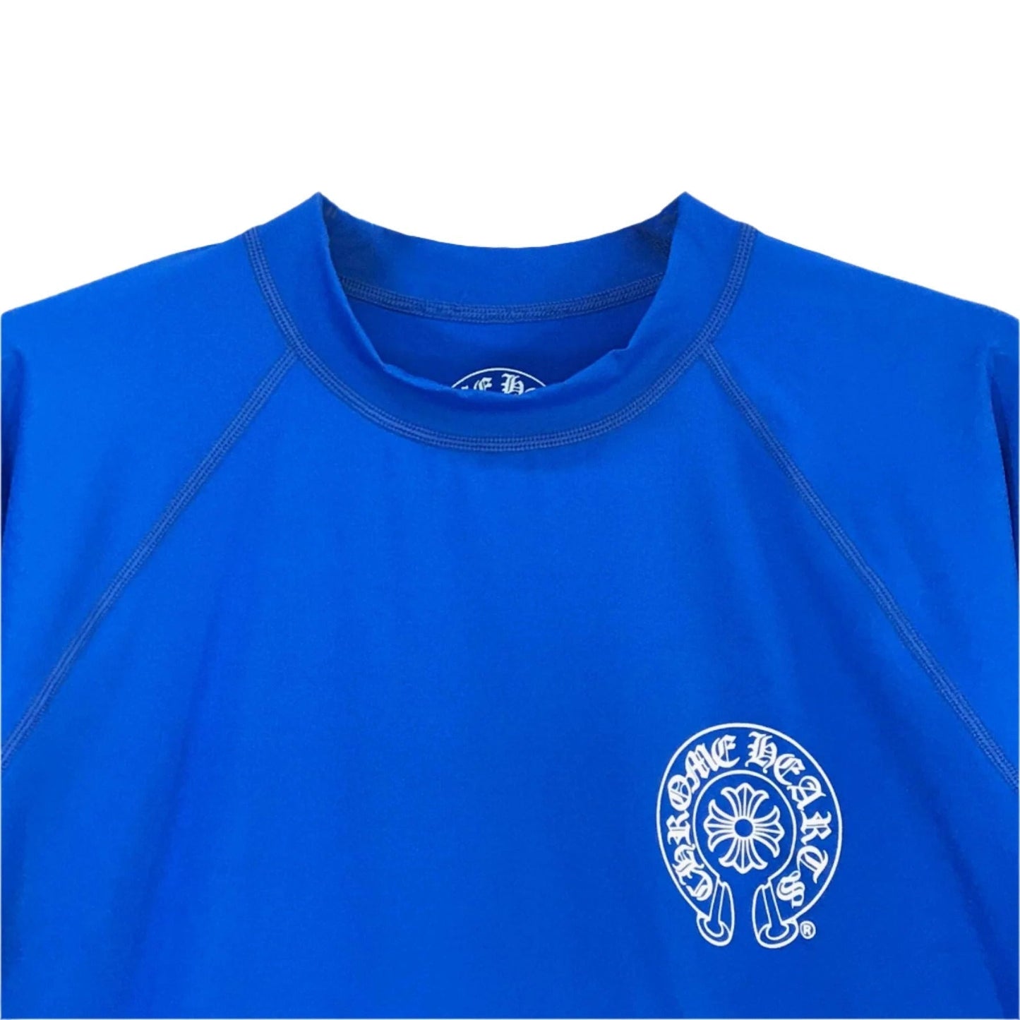 Chrome Hearts Blue Horseshoe Script Logo Biking Long Sleeve Shirt