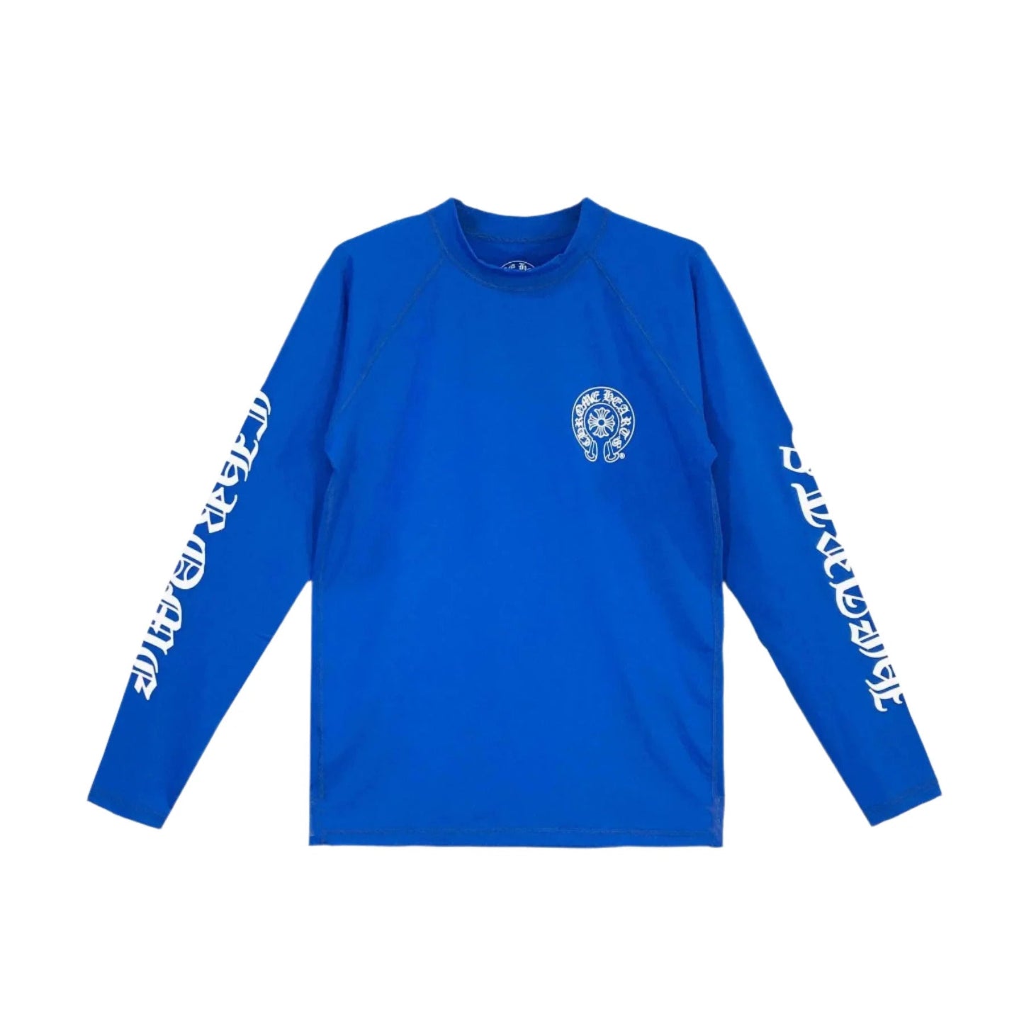 Chrome Hearts Blue Horseshoe Script Logo Biking Long Sleeve Shirt