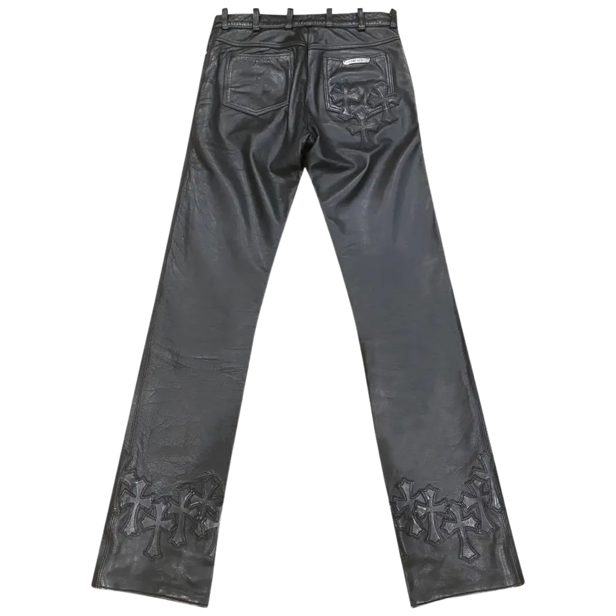 Chrome Hearts Cemetery Cross Leather Rider Pants
