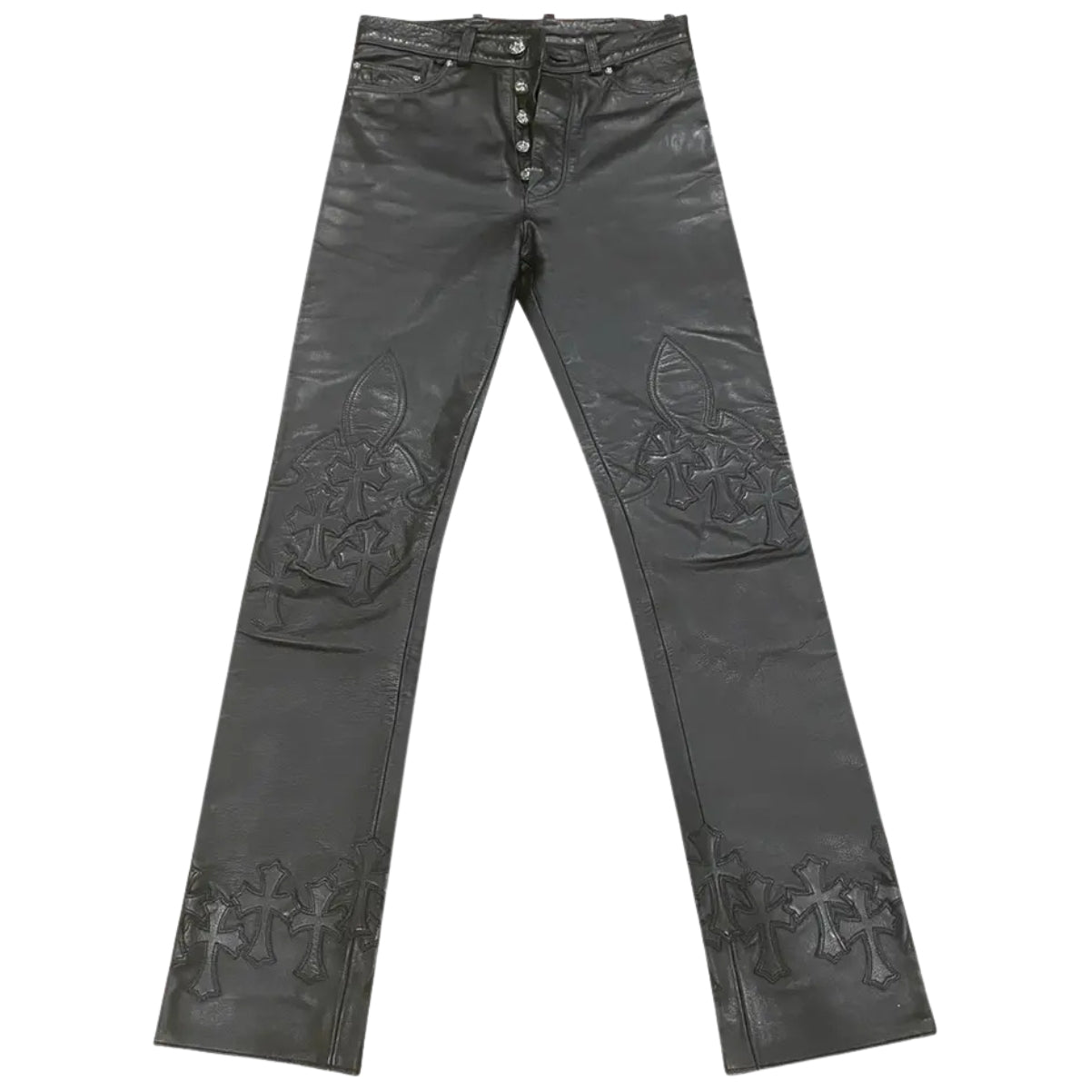 Chrome Hearts Cemetery Cross Leather Rider Pants