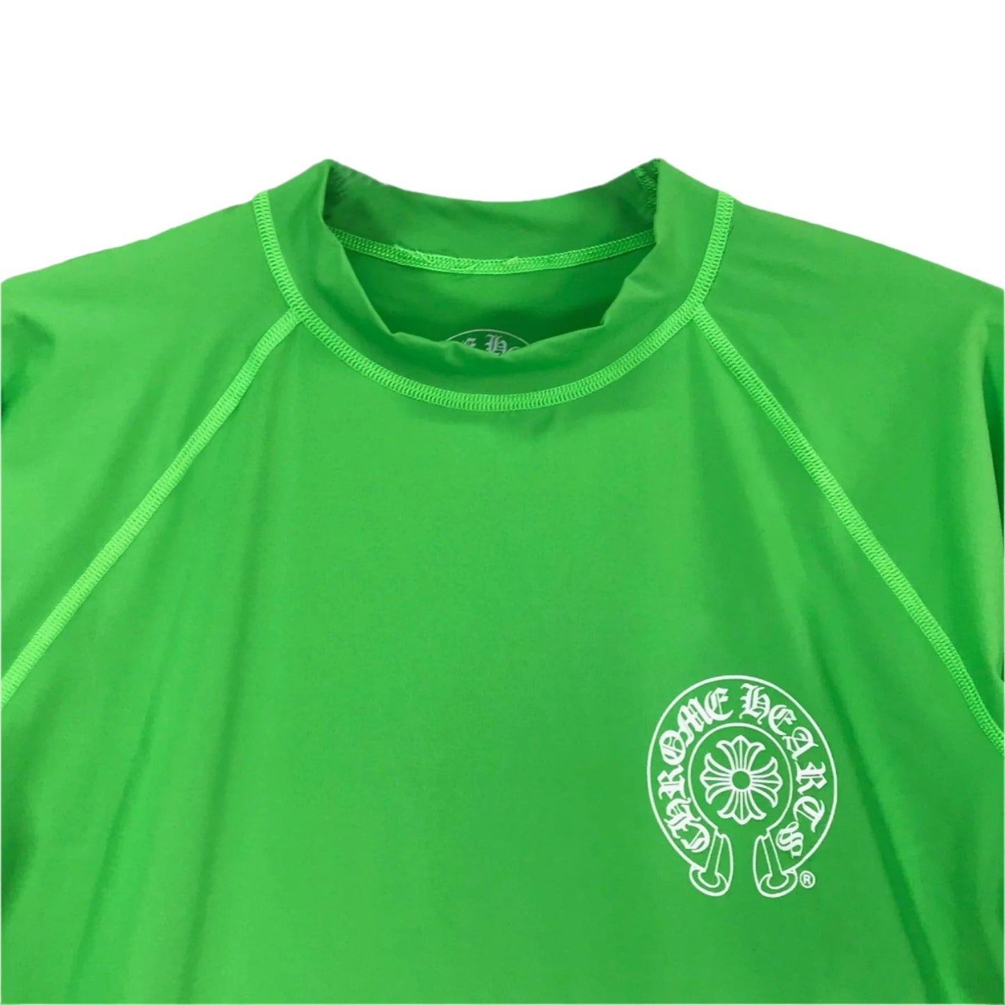 Chrome Hearts Green Horseshoe Script Logo Biking Long Sleeve Shirt