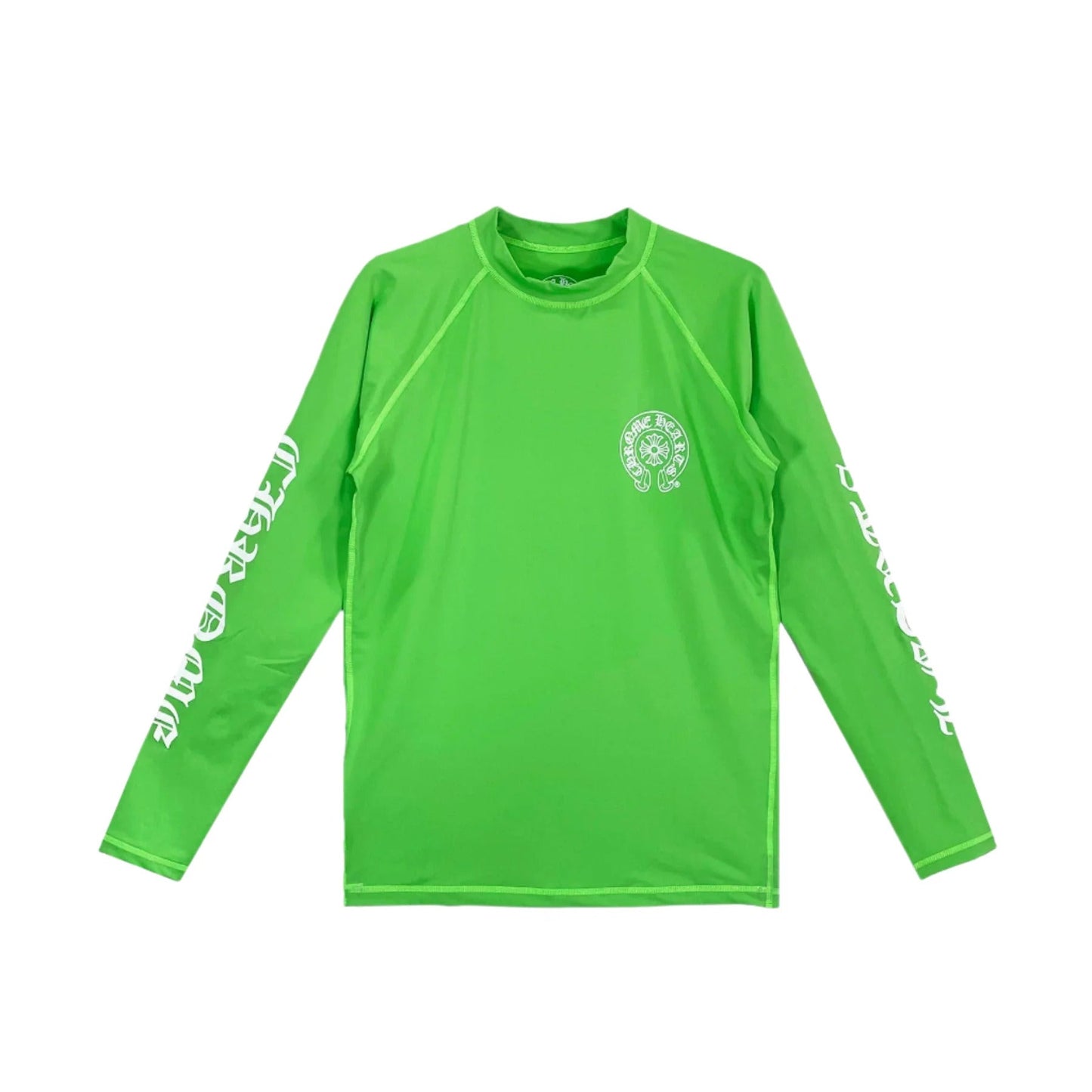 Chrome Hearts Green Horseshoe Script Logo Biking Long Sleeve Shirt