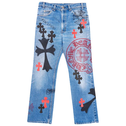 Chrome Hearts Levi's Stencil Cross Patch Blue Denim Jeans