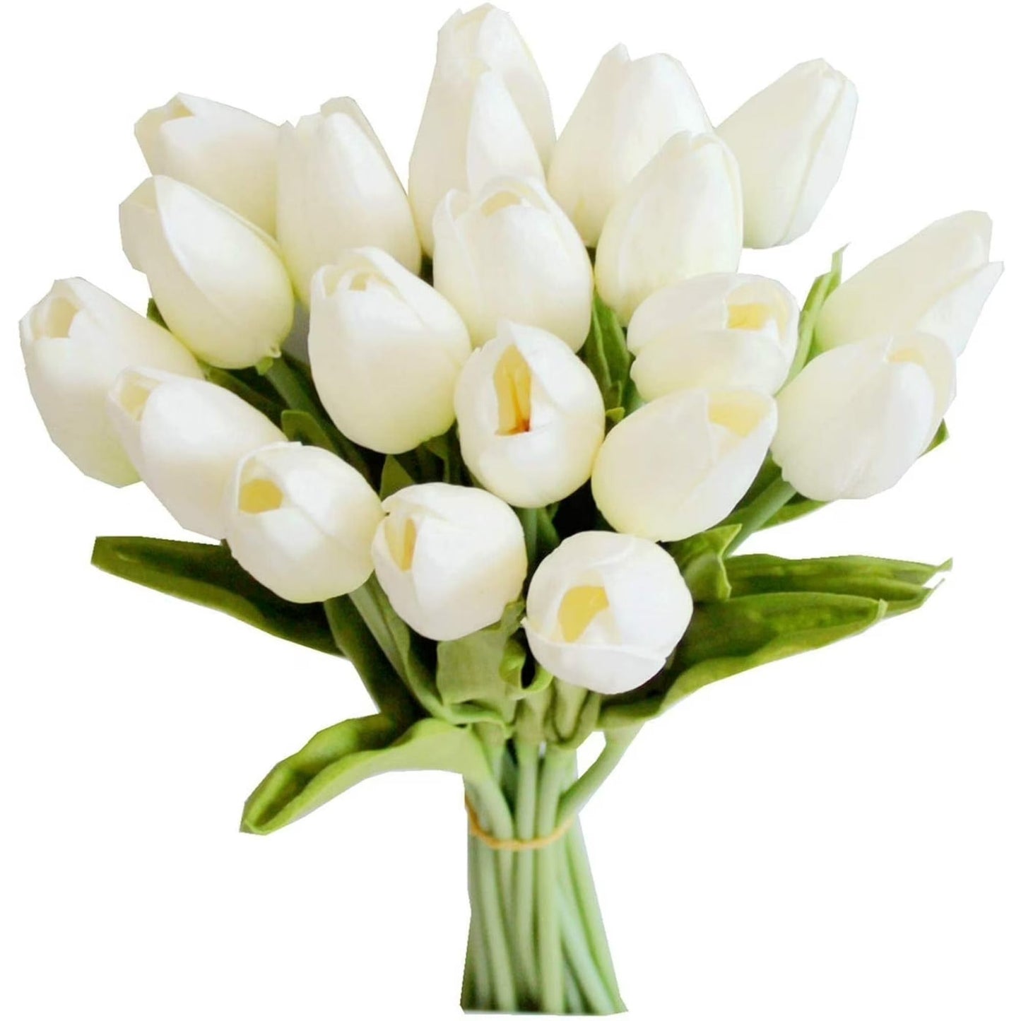 Zeesh Maison 13.5" Real-Touch Artificial Tulips (10 Pack) - White Silk-Feel Faux Flowers