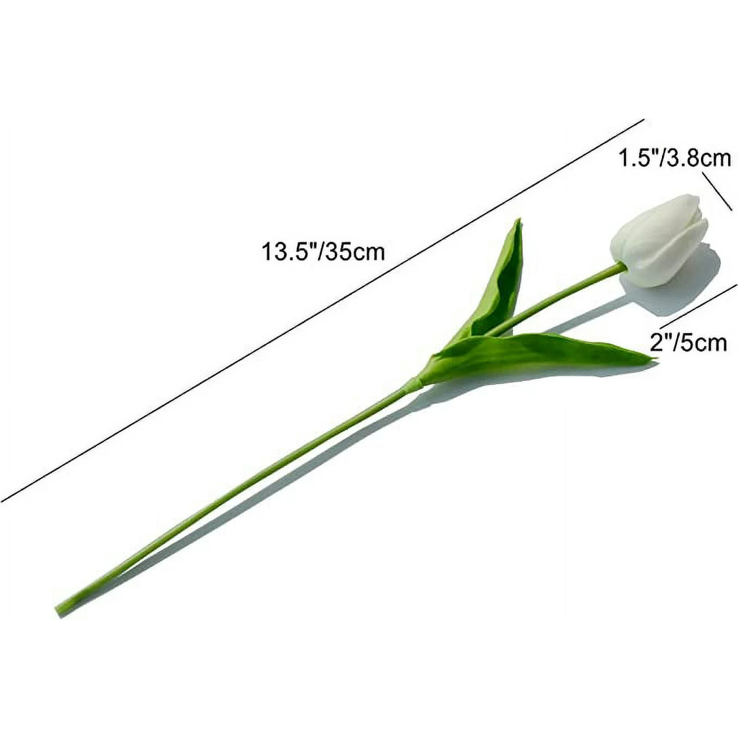 Zeesh Maison 13.5" Real-Touch Artificial Tulips (10 Pack) - White Silk-Feel Faux Flowers