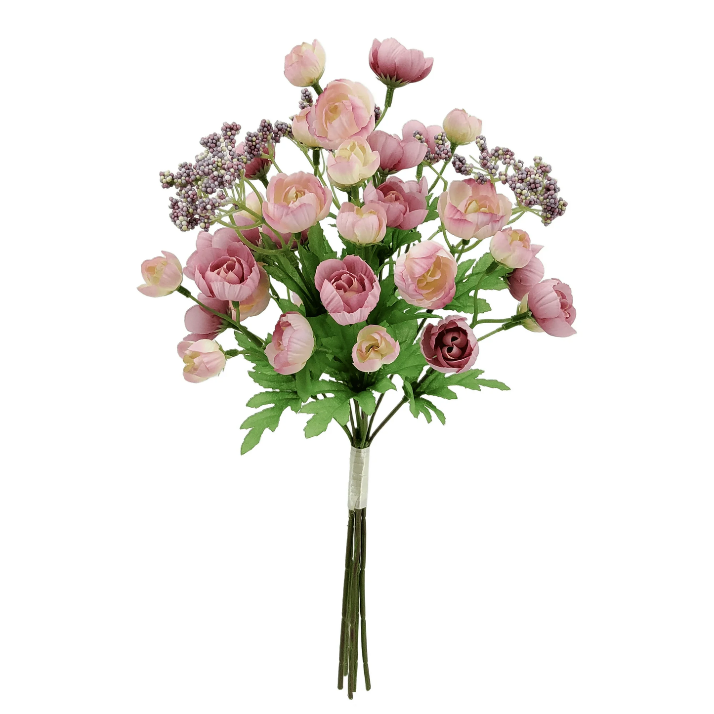 Zeesh Maison 18" Artificial Ranunculus Floral Bundle - Pink Silk Flower Arrangement
