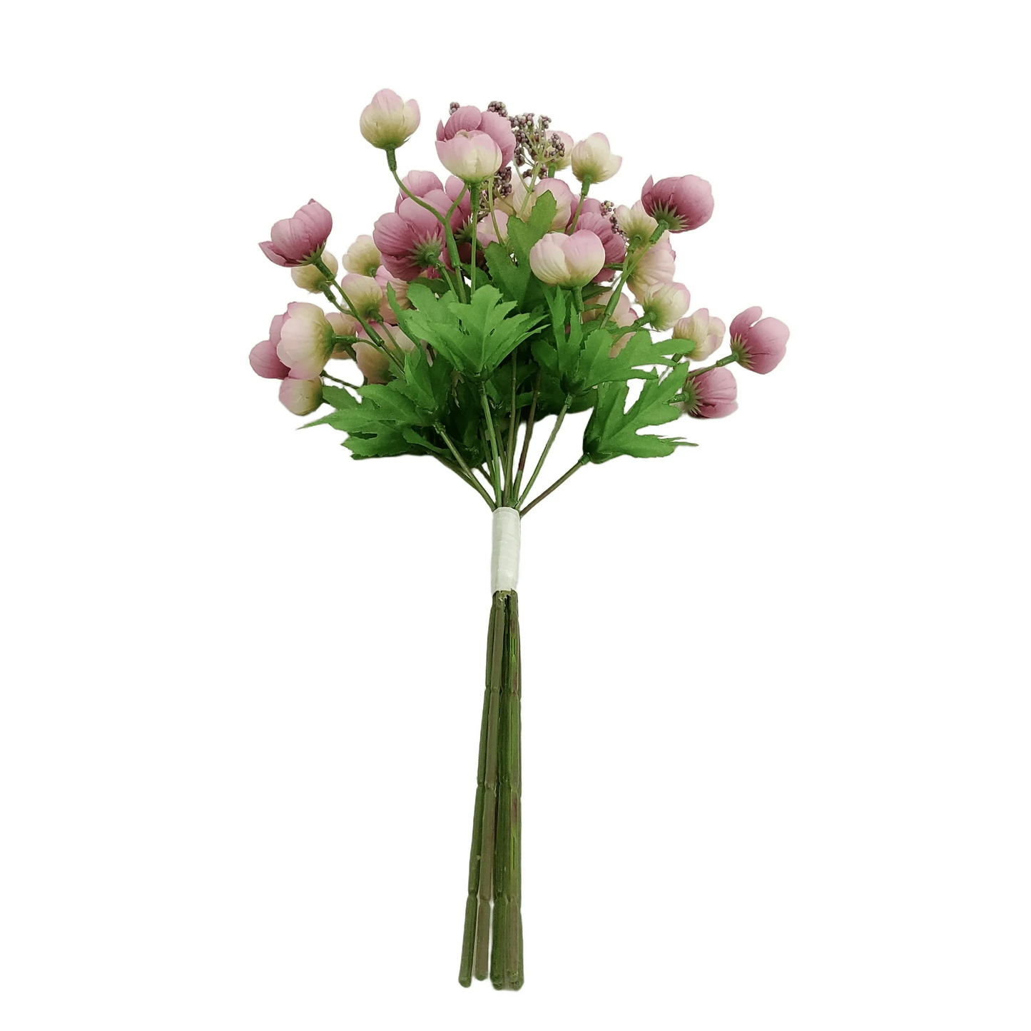 Zeesh Maison 18" Artificial Ranunculus Floral Bundle - Pink Silk Flower Arrangement
