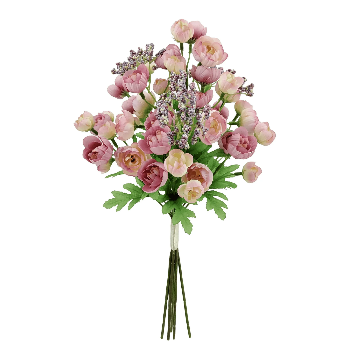 Zeesh Maison 18" Artificial Ranunculus Floral Bundle - Pink Silk Flower Arrangement