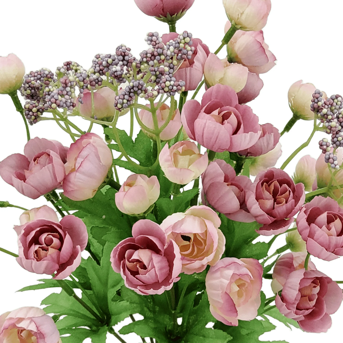 Zeesh Maison 18" Artificial Ranunculus Floral Bundle - Pink Silk Flower Arrangement