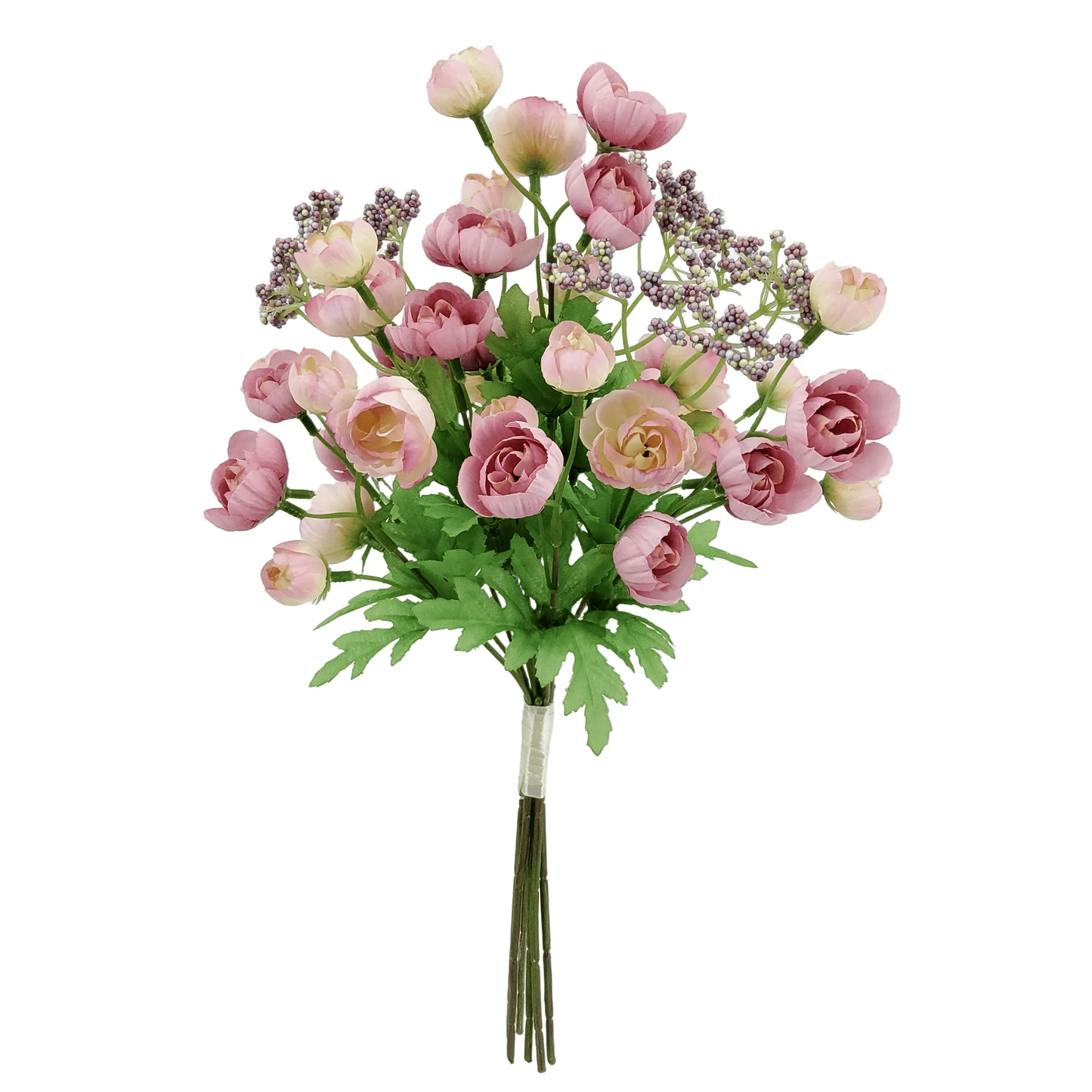 Zeesh Maison 18" Artificial Ranunculus Floral Bundle - Pink Silk Flower Arrangement