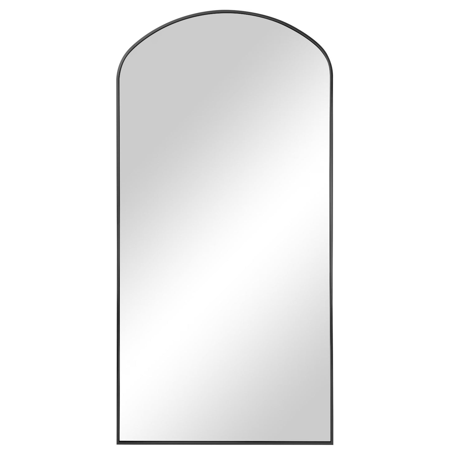 Zeesh Maison 30"x60" Grand Arched Full-Length Floor Mirror - Matte Black Aluminum Frame