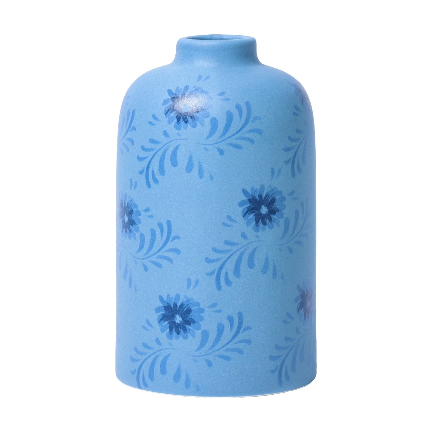 Zeesh Maison 6.4" Artisanal Blue Floral Ceramic Vase