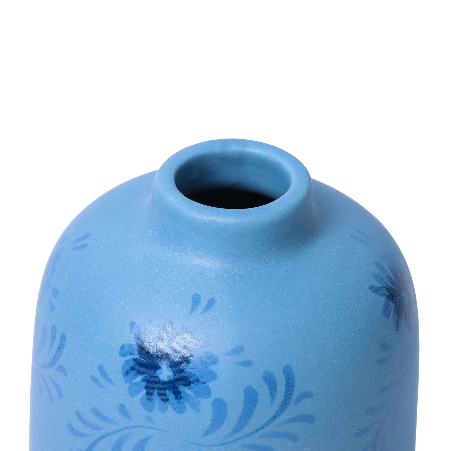 Zeesh Maison 6.4" Artisanal Blue Floral Ceramic Vase