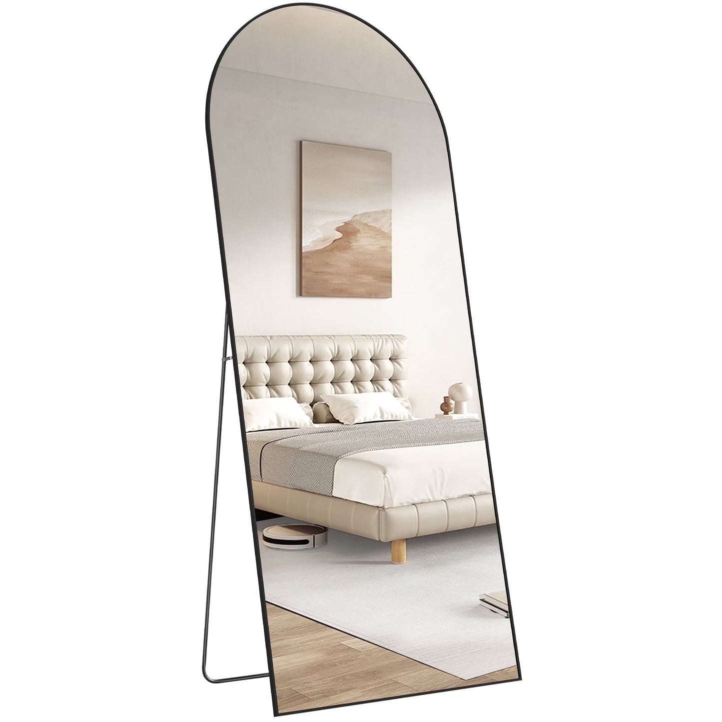 Zeesh Maison 71"x26" Arched Full Length Mirror - Black Aluminum Alloy Floor Mirror