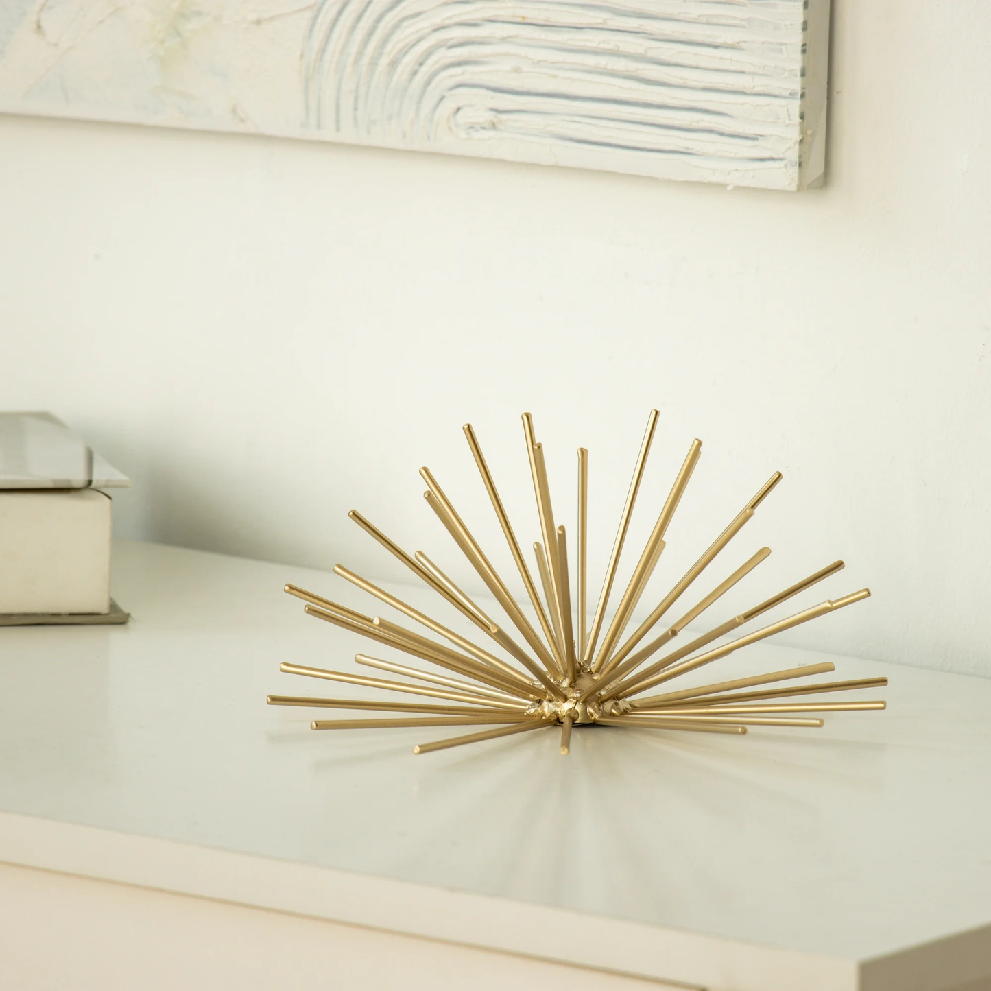 Zeesh Maison 8" Satin Gold Burst Metal Sculpture - Tabletop or Wall Decor