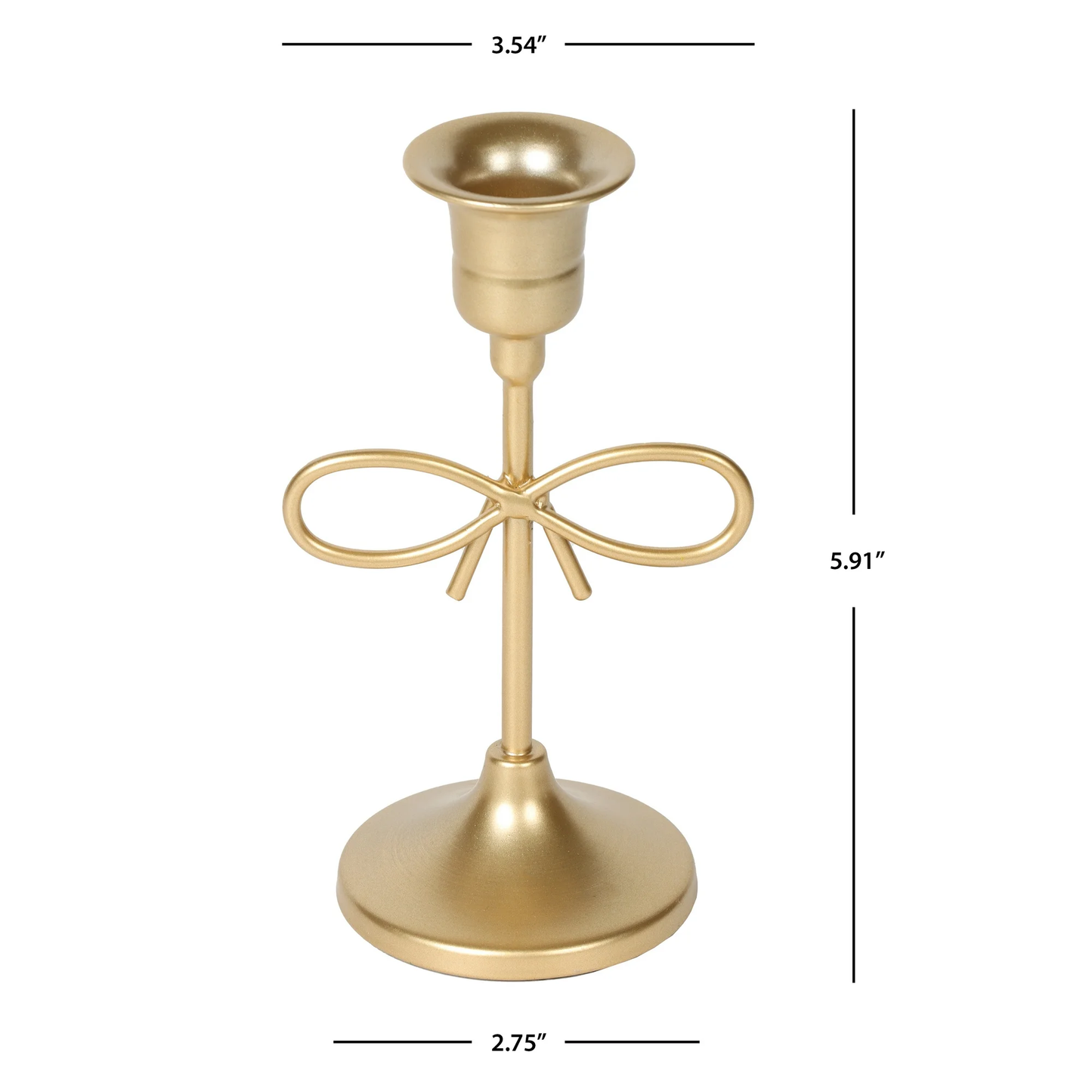 Zeesh Maison Antique Gold Bow Taper Candleholder - 6" Metal Tabletop Decor