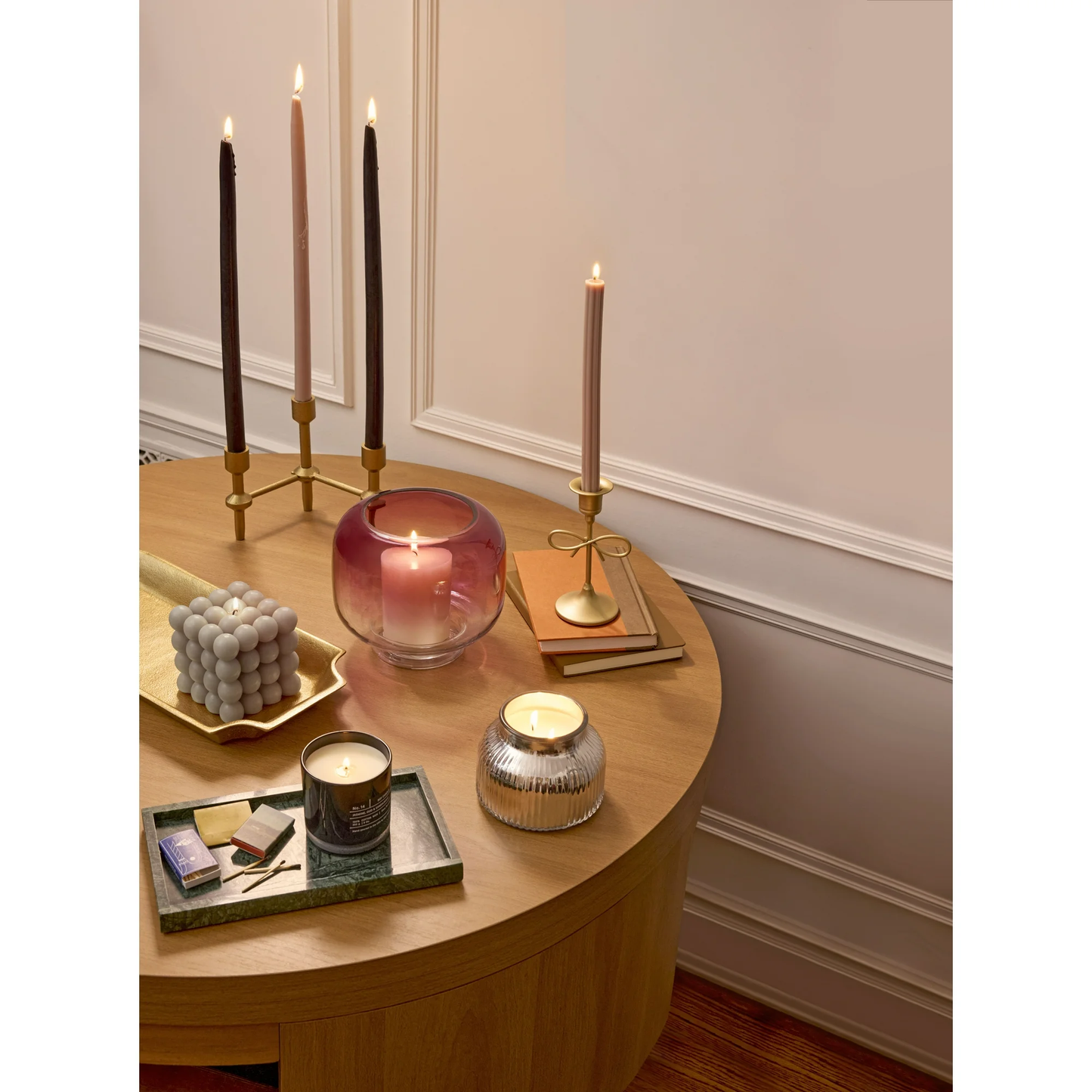 Zeesh Maison Antique Gold Bow Taper Candleholder - 6" Metal Tabletop Decor