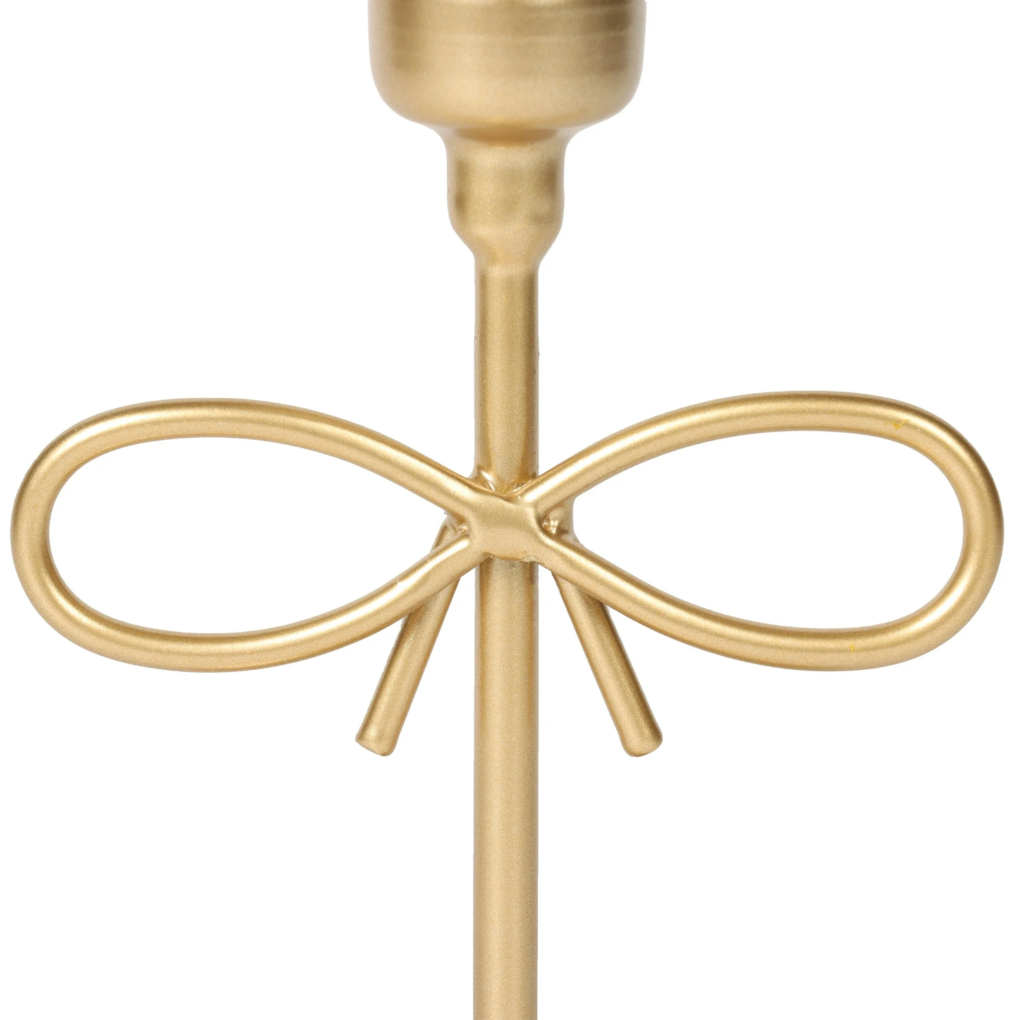 Zeesh Maison Antique Gold Bow Taper Candleholder - 6" Metal Tabletop Decor