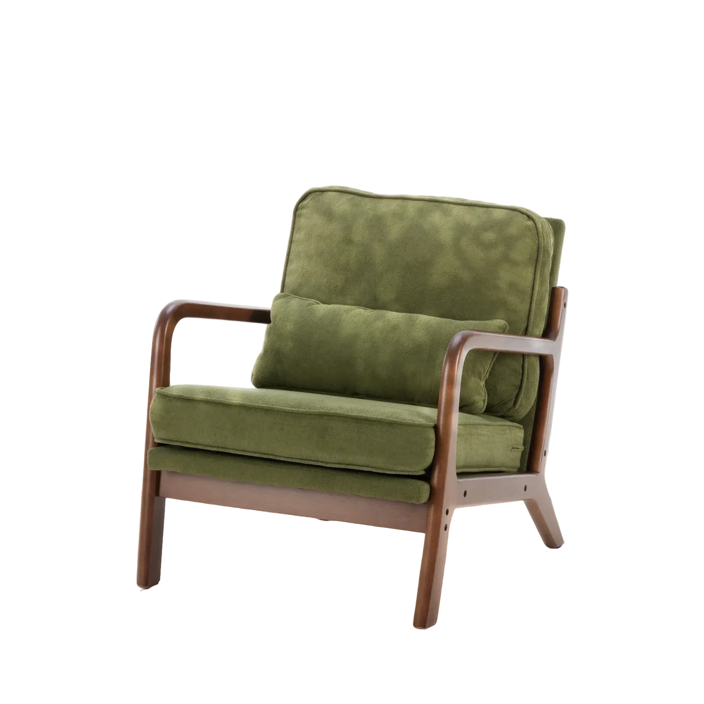 Zeesh Maison Mid-Century Accent Chair - Solid Wood Lounge Armchair with Pillow