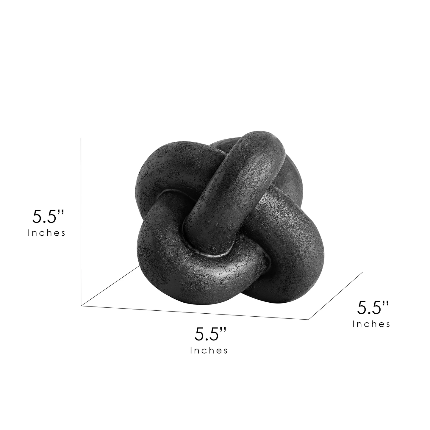 Zeesh Maison 5.5" Modern Black Resin Knot Decorative Sculpture