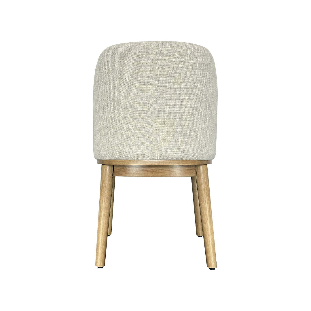 Zeesh Maison Springwood Upholstered Dining Chair - Light Honey Wood & Linen