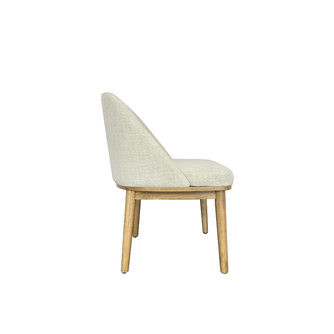 Zeesh Maison Springwood Upholstered Dining Chair - Light Honey Wood & Linen