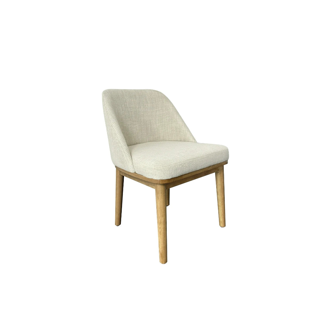 Zeesh Maison Springwood Upholstered Dining Chair - Light Honey Wood & Linen