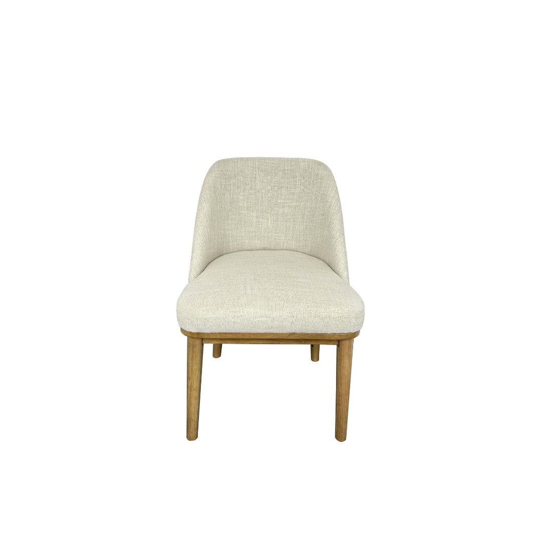 Zeesh Maison Springwood Upholstered Dining Chair - Light Honey Wood & Linen